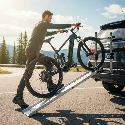 Effortlessly Loading E-Bikes Onto a Tall Hitch Rack Safely
