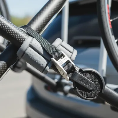 Saris Bones EX bike hold-downs and strap management system